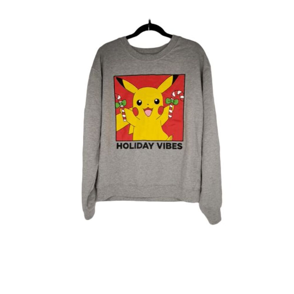 Pokémon Pikachu Holiday Vibes Crewneck Sweatshirt Men's XL Gray Christmas